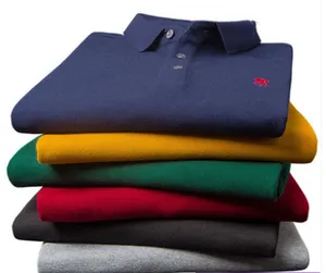 Polo de couleur unie pour hommes, à manches longues, vêtement brodé, grande taille, vente en gros, nouvelle collection d'automne