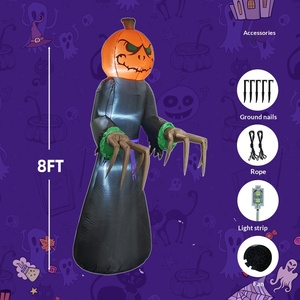 Décoration de jardin extérieure lumineuse gonflable de 2,4 m pour Halloween : Diable, Citrouille, Fantôme, Sorcière - Product Image 2