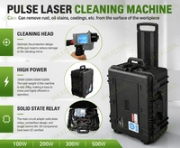 Machine de nettoyage au laser pulsé portable 200W 300W 500W, nettoyeur laser portatif en forme de valise pour l'élimination de la rouille sur métal, du bois, de la peinture et du vernis