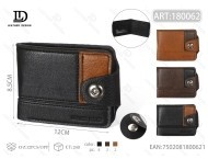 Portafoglio da uomo in vera pelle, corto, con chiusura a bottone singolo, set con confezione regalo - Product Image 1