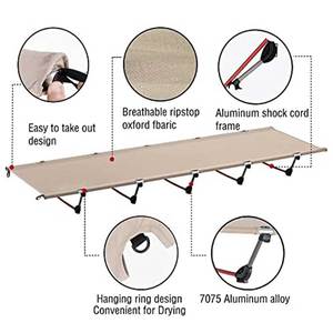 Heavy Duty Aluminum Frame Foldable Camp <b>Cot</b> With Oxford Fabric Mattress for Outdoor Patrol Team Bulk Order Folding Chair Bed - Product Image 3