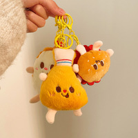 Pendentif en peluche créatif et mignon en forme de frites, burger, toast, pour décoration de sac, porte-clés, petit cadeau
