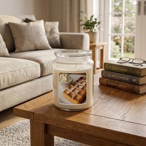 Candela Profumata in Grande Barattolo di Vetro Candle Brothers |   Waffle Freschi al Forno con Crema al Profumo di <span class=keywords><strong>Vaniglia</strong></span> |   Candela Invernale a 2 Stoppini a Lunga Durata - Product Image 5