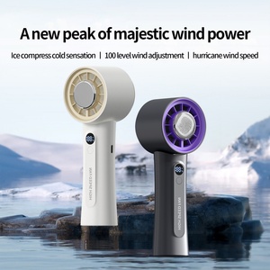 Nouveau ventilateur portatif rechargeable de 3600 mAh avec refroidissement par glace et 100 réglages de vitesse, idéal comme cadeau pour une utilisation en extérieur, petit ventilateur - Product Image 4