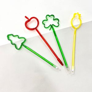 Penna Neutra Creativa a Forma di Quadrifoglio, Penna Decorativa a Tema Pianta, Penna a Sfera Cartoon Albero di Natale, Premi per Studenti all'Ingrosso - Product Image 2