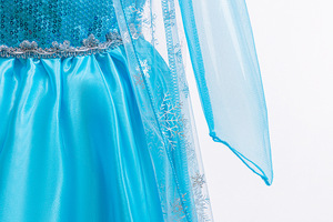 Costume da Elsa per Bambine, Abito Blu con Paillettes a Fiocchi di Neve e Maniche Lunghe con Mantello per Feste di Halloween e Natale - Product Image 5