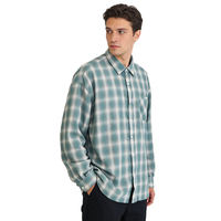Kemeja Denim Flanel Pria Kasual Tebal Motif Kotak-Kotak Lengan Panjang Kancing Depan Desain Anti-Pilling Retro