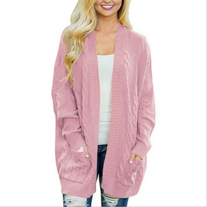 Cardigans ouverts pour femmes chandails à manches longues en tricot épais vêtements d'extérieur MD-LONG amples avec deux poches - Product Image 1