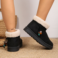 Bottes de neige à plateforme pour femmes, doublées de fourrure, semelle épaisse, en daim, avec breloques perlées, bout rond, bottines chaudes d'hiver, 4 couleurs
