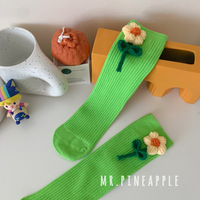 Chaussettes florales pour bébés filles, mignonnes, mi-mollet, tricotées en 3D avec petites fleurs, style princesse tendance, respirantes, longues, pour l'été