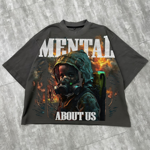 T-shirts imprimés oversize pour hommes – Collection été <span class=keywords><strong>2026</strong></span> – Coton épais personnalisé avec strass – Style urbain – Vente en gros - Product Image 1