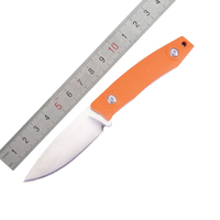 Couteau de poche en acier inoxydable à manche G10 orange à lame fixe pour la chasse et le camping Personnalisation OEM de qualité bricolage Logo gravé au laser