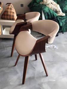 Italian Modern Minimalist Curved Dining Chair Nordic Solid <strong>Wood</strong> <strong>Stool</strong> for Balcony Leisure &amp; Study Convertible Backrest Chair - Product Image 3