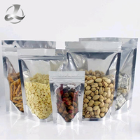 En stock sacs en plastique refermables à fermeture éclair un côté transparent personnalisable feuille d'aluminium 3 côtés scellé fenêtre sac pour collation