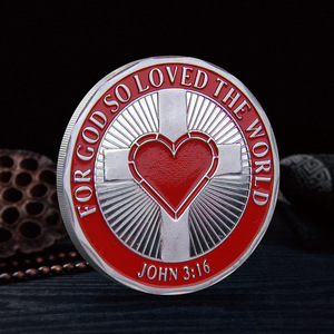 <span class=keywords><strong>Medalla</strong></span> Religiosa 3D Personalizada con Forma de Corazón, Cruz Cristiana de Jesús, Chapada en Oro, Regalo Conmemorativo para Bautizo o Boda - Product Image 4