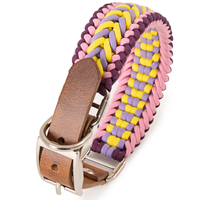 Collier pour chien en paracorde en cuir durable pour l'extérieur, collier pour animal de compagnie tissé réglable, collier pour chien avec quincaillerie antirouille pour la randonnée et la marche