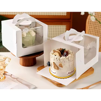 Cajas para Pasteles con Logotipo Personalizado de Alta Calidad al por Mayor, Cajas para Pasteles con Asa, Embalaje para Pasteles de Papel Kraft, Embalaje para Pasteles Blanco Personalizado
