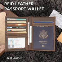 Portefeuille de passeport en cuir Crazy Horse avec logo personnalisé vintage, blocage RFID, portefeuille à rabat, porte-passeport en cuir véritable pour les voyages