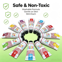 Peinture à doigts lavable en pots de 50 ml en gros pour enfants, non toxique, kit de dessin DIY pour empreintes de mains, fournitures artistiques pour l'école et la maternelle