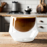 Petites tasses à expresso en verre Tasses à thé et soucoupes pour boissons chaudes pour latte, cappuccino, café et expresso