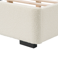 Meubles de chambre à coucher Tête de lit arquée moderne Crème Blanc Boucle Teddy Tissu Rembourré Queen Size Lit plate-forme