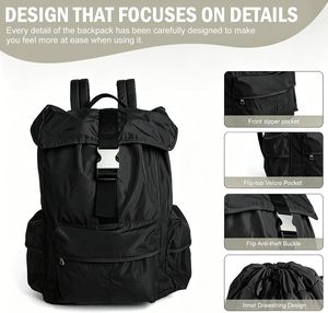 <span class=keywords><strong>Mochila</strong></span> Ligera Negra con Cierre de Hebilla |   <span class=keywords><strong>Mochila</strong></span> de Viaje para Hombre, para la Universidad, la Escuela, el <span class=keywords><strong>Trabajo</strong></span>, el <span class=keywords><strong>Gimnasio</strong></span> - Product Image 3
