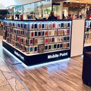 Telefonreparatur-<span class=keywords><strong>Kiosk</strong></span>: Glasregale für Slatwall, Ladentheke für Handygeschäfte – Weiß, Schwarz und Orange für Einkaufszentren mit Handyzubehör - Product Image 4