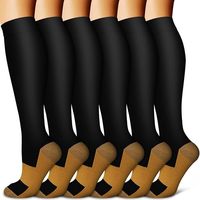 6 paires de chaussettes de compression en polyester tricoté pour jeunes hommes et femmes, 15-20 mmHg, pour la course à pied, le cyclisme et les voyages