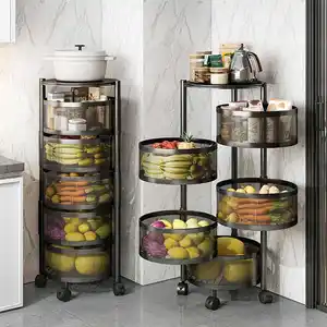 Ev mutfak depolama dönebilir dayanıklı Metal tekerlekler ile birden fazla raf depolama ünitesi