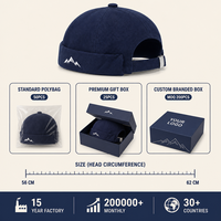 Cappello Docker con Ricamo Montagna Senza Visiera in Twill di Cotone a Sei Pannelli con Cinturino Regolabile Unisex 56-62cm Logo Personalizzato Ingrosso OEM Basso MOQ