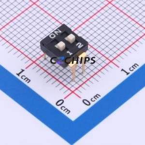 YDD02H2 DIP Switch Through hole Component (THT) Switch ( Number of Switch Sections: 2 )( Lead Spacing: 2.54mm )( Color: Black ) - Product Image 1