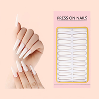 Ongles artificiels réutilisables en ABS, design long et luxueux, à la mode, avec colle, personnalisables, à presser