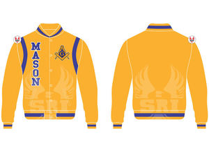 Chaqueta Masónica de Maestro Masón, Chaqueta Universitaria Personalizada |   Chaqueta Universitaria Masónica de Lana con Mangas de Cuero - Product Image 2