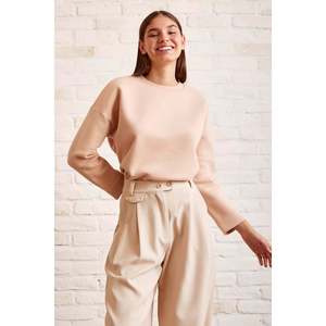 Sudadera Oversize de Cuello Redondo para Mujer, Tejida con Paja, Manga Regular - Product Image 4