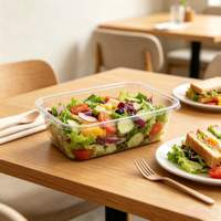 Conteneur alimentaire rectangulaire en plastique jetable épaissi 500 650 750 1000 ml avec couvercle, boîte à lunch micro-ondable, vente en gros