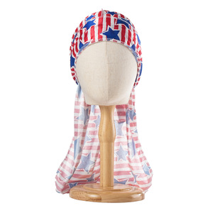 Vente en gros de <span class=keywords><strong>Durag</strong></span> soyeux imprimé à <span class=keywords><strong>motif</strong></span> amibe avec soin des cheveux à longue queue Chapeaux de sport pour hommes et femmes - Product Image 4