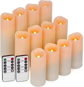 Flameless LED Candle Light With 10-Key Remote Timer Outdoor Indoor Waterproof Battery Operated Candles Set Of 12