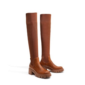 Sh10336a 2023 Nouvelle arrivée dames bottes longues taille 43 <span class=keywords><strong>élastique</strong></span> tricoté femme genou <span class=keywords><strong>botte</strong></span> 6cm - Product Image 4