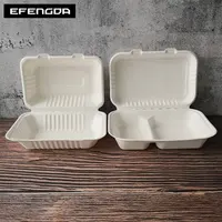 Biodegradável descartável eco friendly bagaço de cana de açúcar tirar recipiente de alimento de cana clamshell embalagem caixa de almoço