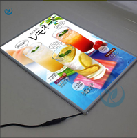 Menú colgante de techo de Banco interior Led Slim LED A1 A2 A3 A4 caja de luz póster publicidad cajas de luz LED de vidrio ultrafino