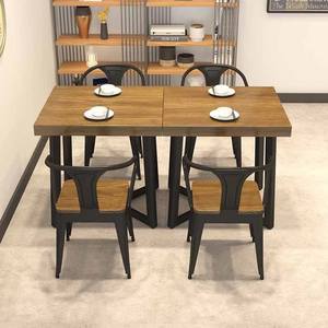 Mesa y Sillas de Madera Maciza y Hierro <span class=keywords><strong>para</strong></span> Restaurante o Cafetería, Estilo <span class=keywords><strong>Vintage</strong></span>, en Oferta - Product Image 3