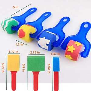 ชุดแปรงฟองน้ำสำหรับวาด<span class=keywords><strong>ภาพ</strong></span>กราฟฟิตี้สำหรับเด็กลาย<span class=keywords><strong>ดอกไม้</strong></span>ลูกกลิ้ง4ชิ้น/เซ็ตยิ้มแบบทำมือ - Product Image 3