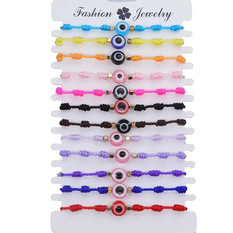 Valentinstag handgemachte geflochtene 7 Knoten Lucky Jewelry Friendship Bracelets 16 Farben Turkish Lucky Evil Blue Eye Armbänder für