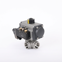 Vanne à boisseau sphérique en acier inoxydable à commande pneumatique 3 voies FURUI, raccords BSPP/BSPT/NPT, revêtement PTFE, certifiée ISO9001 CE, OEM