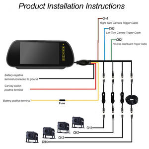 Moniteur DVR IPS <span class=keywords><strong>Quad</strong></span> Split 7 pouces avec caméra de recul de voiture à vision nocturne Starlight AHD 1080P, <span class=keywords><strong>système</strong></span> de caméra de recul latérale - Product Image 6