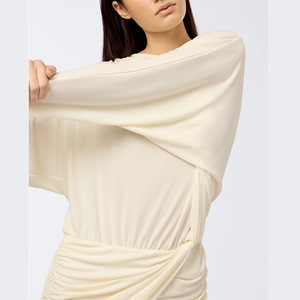 Tessuto personalizzato di metà peso tessuto tinta unita in tinta unita parzialmente Sexy in vita naturale increspato Mini Casual lavabile senza schienale - Product Image 4