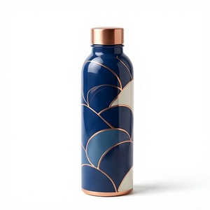 Botella de Agua de Cobre Esmaltada Artesanal con Diseño de Arco Azul Marino, Lujosa, Ayurvédica, para Fitness, Ecológica, Contenedor de Bebidas, OEM - Product Image 1