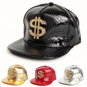 Casquette Snapback Unisexe en Cuir Imperméable Style Hip-Hop à 5 Panneaux avec Motif Dollar pour Usage Extérieur – Vente en Gros - Product Image 2
