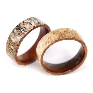 Alam Pikir Tanduk Rusa dan Padat Koa Wood Lengan Cincin