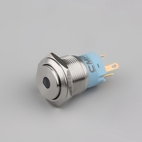   Interrupteur à bouton-poussoir LED avec symbole, boîtier en aluminium noir 19 mm, conforme aux normes RoHS et CE